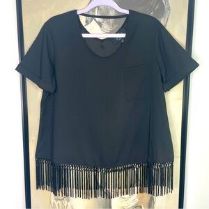 K Dash by Kardashian Black Fringe Top
